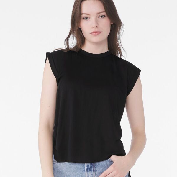 LADIES flowy muscle tee with rolled cuff. Thumbnail
